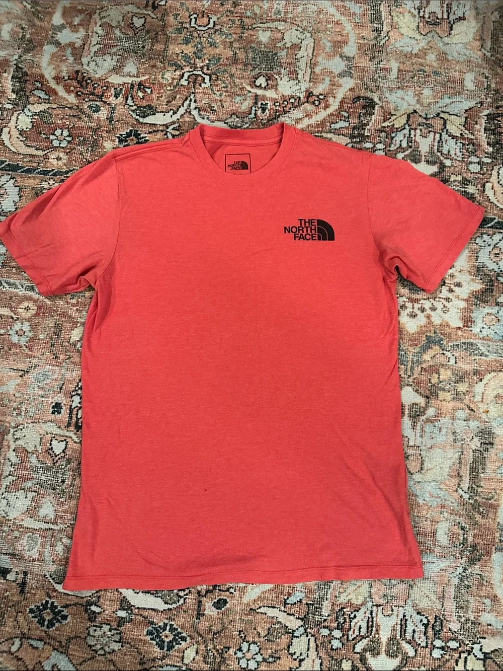 The North Face Men’s Coral-Red Logo Short Sleeve Tee Size Small